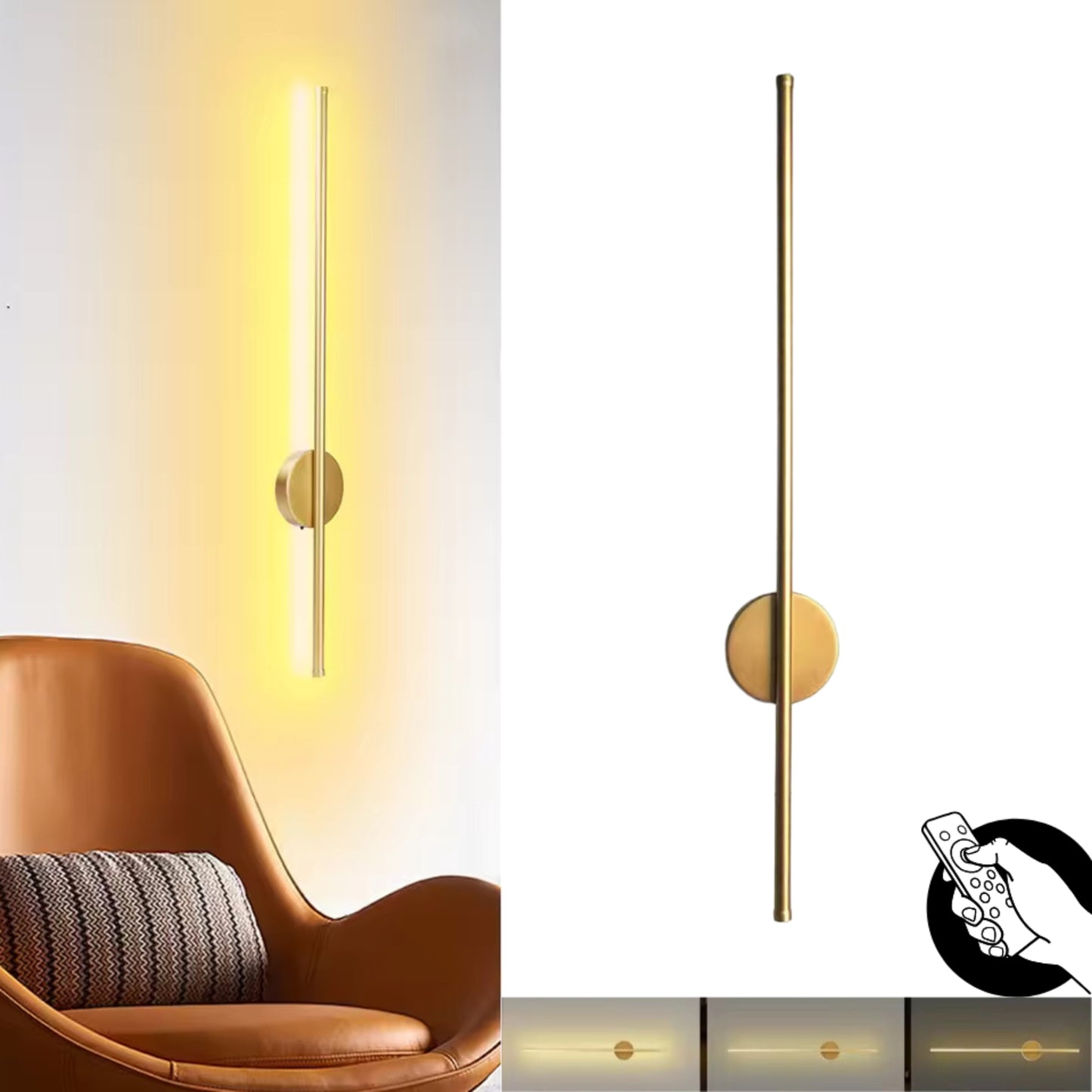 Rechargeable Degrees Gold Wall Light