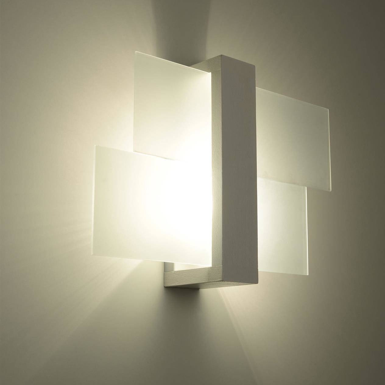 Close-up of Light-on White Geo Ceiling and Wall Lamp for Bathroom, Bedroom, Dining Room, Hallway, Kitchen and Living Room