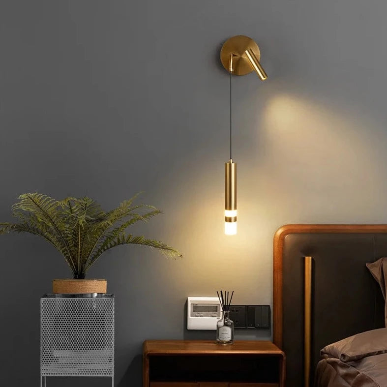 Golden Left Bold Hanging Wall Lamp with Reading Light for bedside