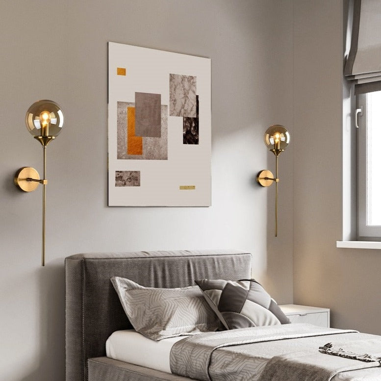 Set of 2 Sizzle Amber Glass Wall Light for placed above the Bed for Dining Room, Kitchen and Living Room