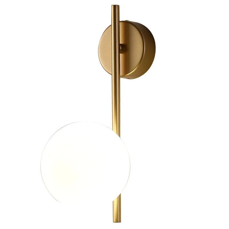 Close-up Glass Globe Gold Wall Lamp Light for Bathroom, Bedroom, Dining Room, Kitchen, and Living Room