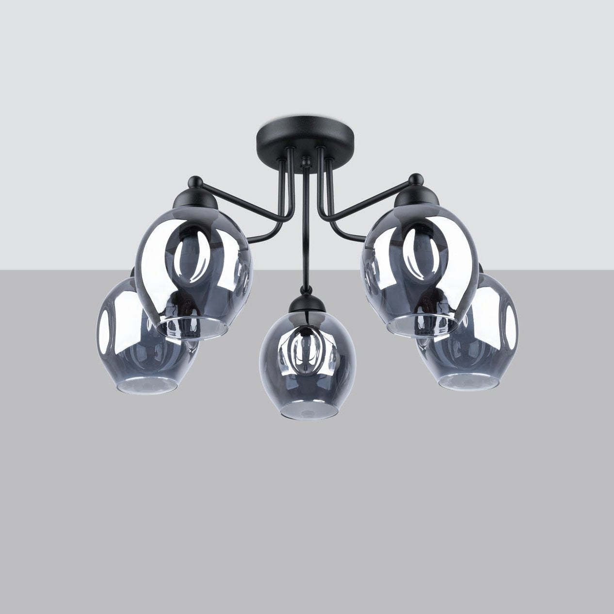 Black Kudo Semi Flush Ceiling Light