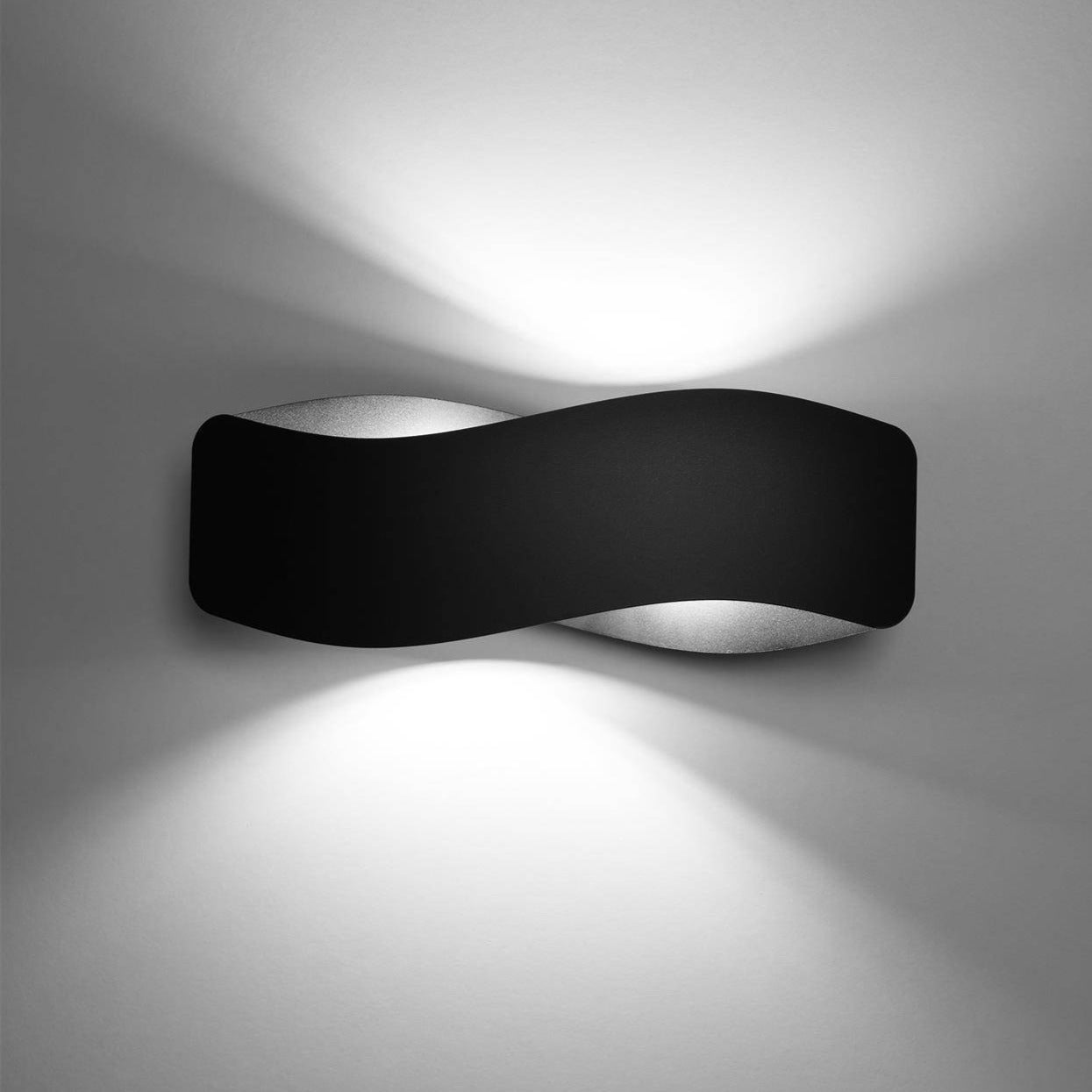 Black Myka Wall Lamp for bathroom, bedroom, dining, kitchen, living room placed on gray wall of living room