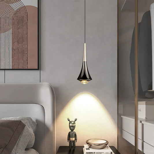 Light-on Stunning Golden Black Dropping Pendant Glass High Ceiling Light for Bathroom, Bedroom, Dining Room, Hallway, Kitchen and Living Room