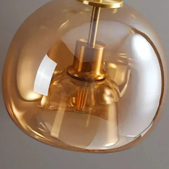 close up of globe glass ceiling light