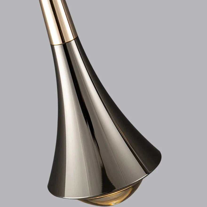 Close-up of Golden Black Dropping Pendant Glass High Ceiling Light for Bathroom, Bedroom, Dining Room, Hallway, Kitchen and Living Room