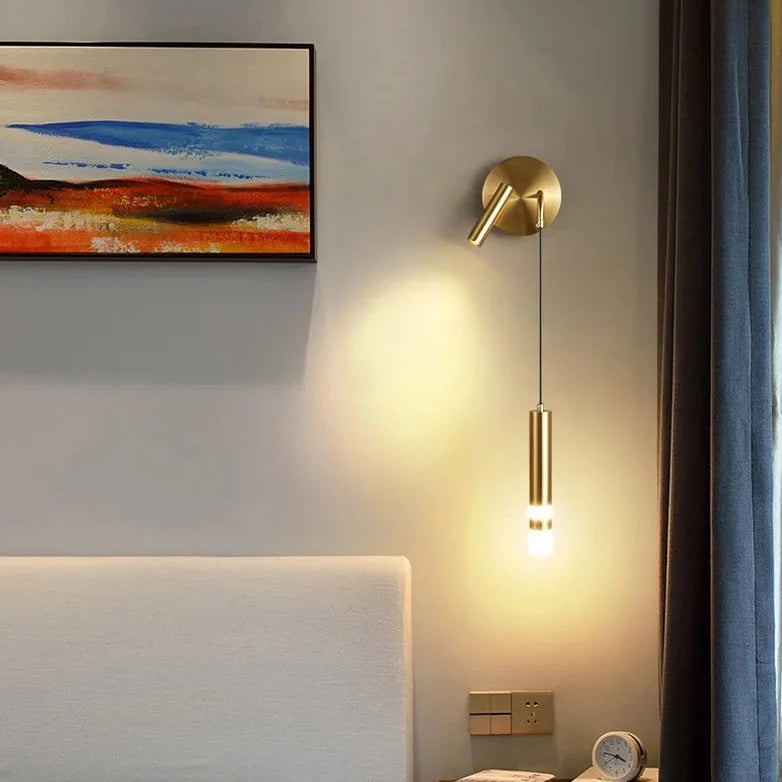 Gold Hanging Wall Lamp with Reading Light for bedrooms