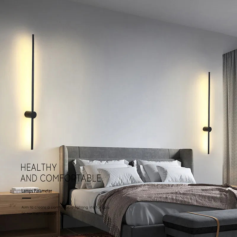 Black LED wall lamp for bedside in bedroom