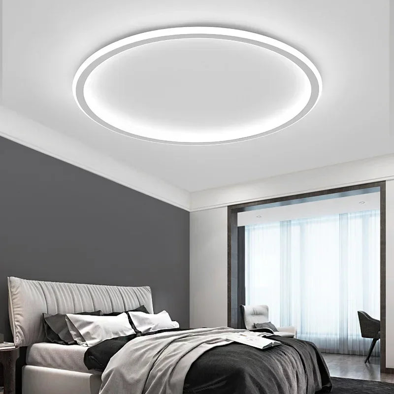 remote controlled white Ring Flush Mount LED Chandelier for bedroom