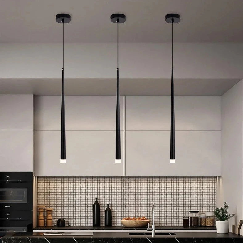 Sets of 3 Black Sleek Drop Pendant High Ceiling Light for Bathroom, Bedroom, Dining Room, Hallway, Kitchen and Living Room