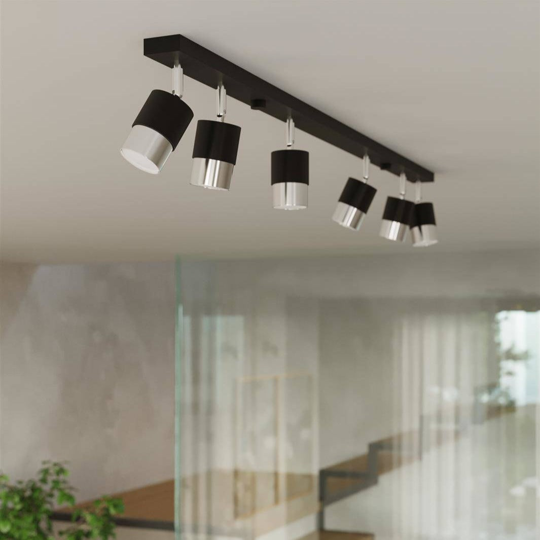Trip Track Light, Chrome Black – Sleek modern ceiling light fixture for the kitchen, hallway, living room, dining room, and bedroom.