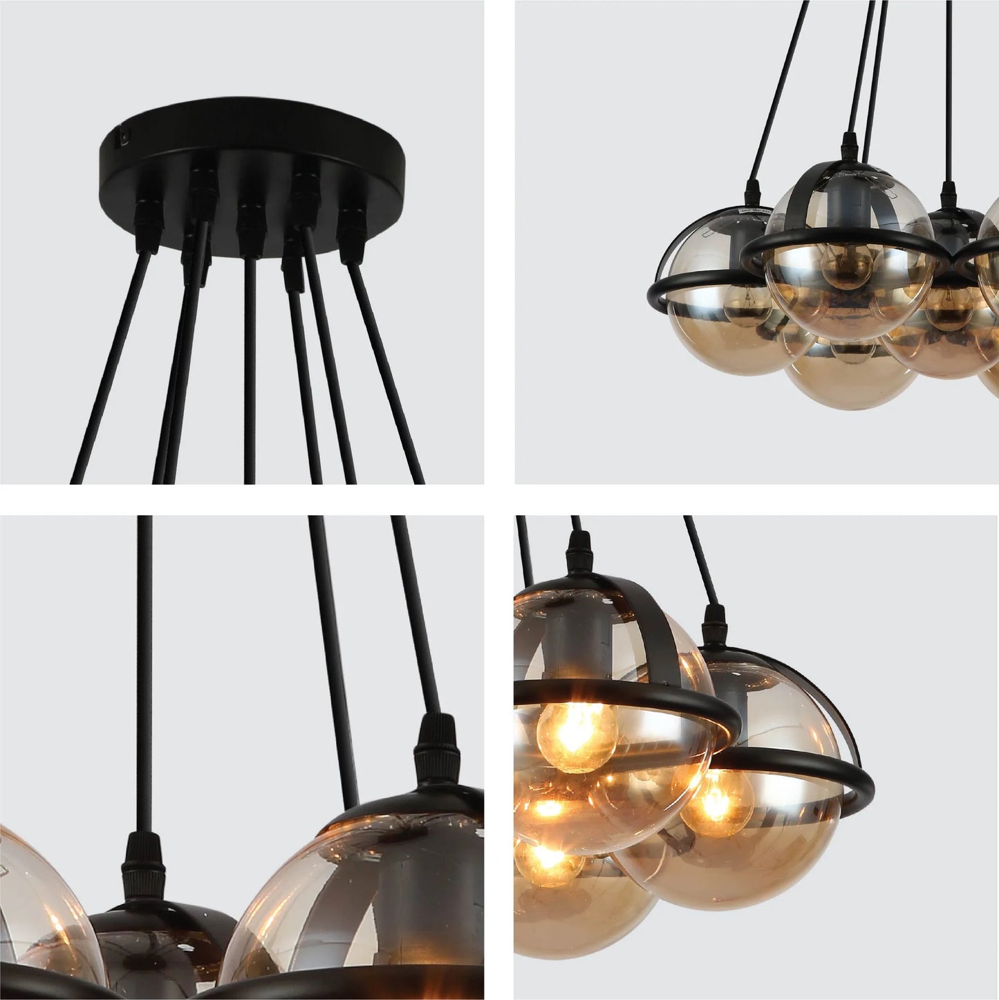 7 Amber Globe Daisy Ceiling Light product photograph showing design detail and finish