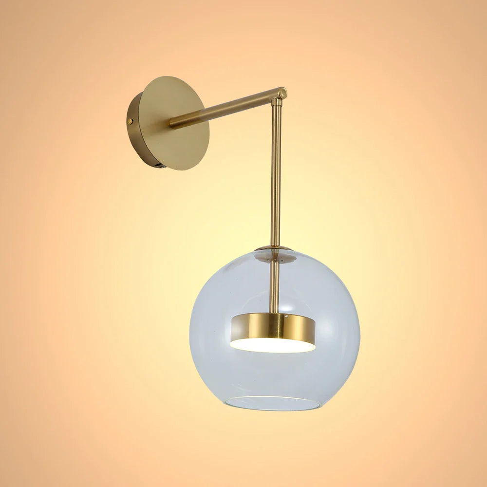 Clear Globe L Arm Wall Light product photograph showing design detail and finish