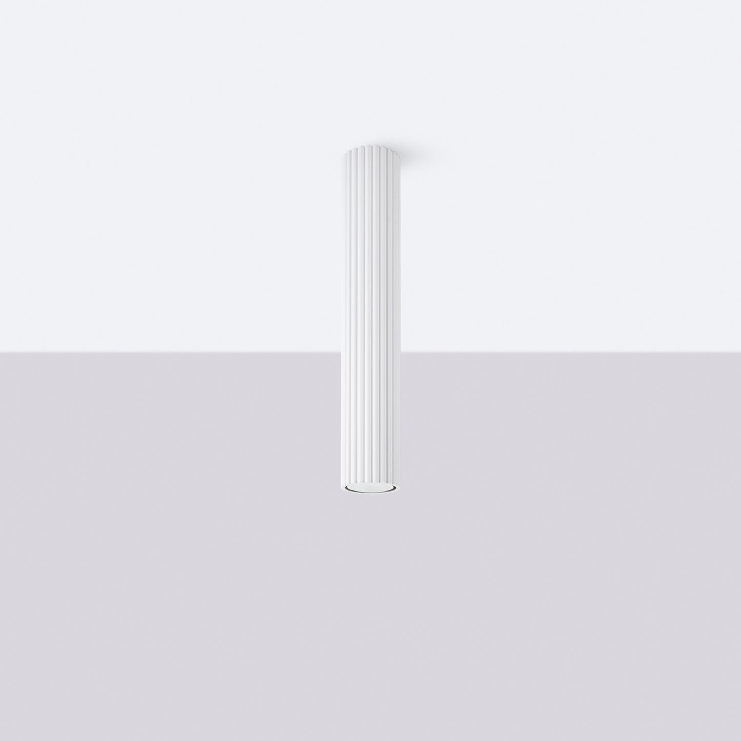 Taupe Extra Tall Ribbed Cylinder Ceiling Light close-up detail of texture and fitting