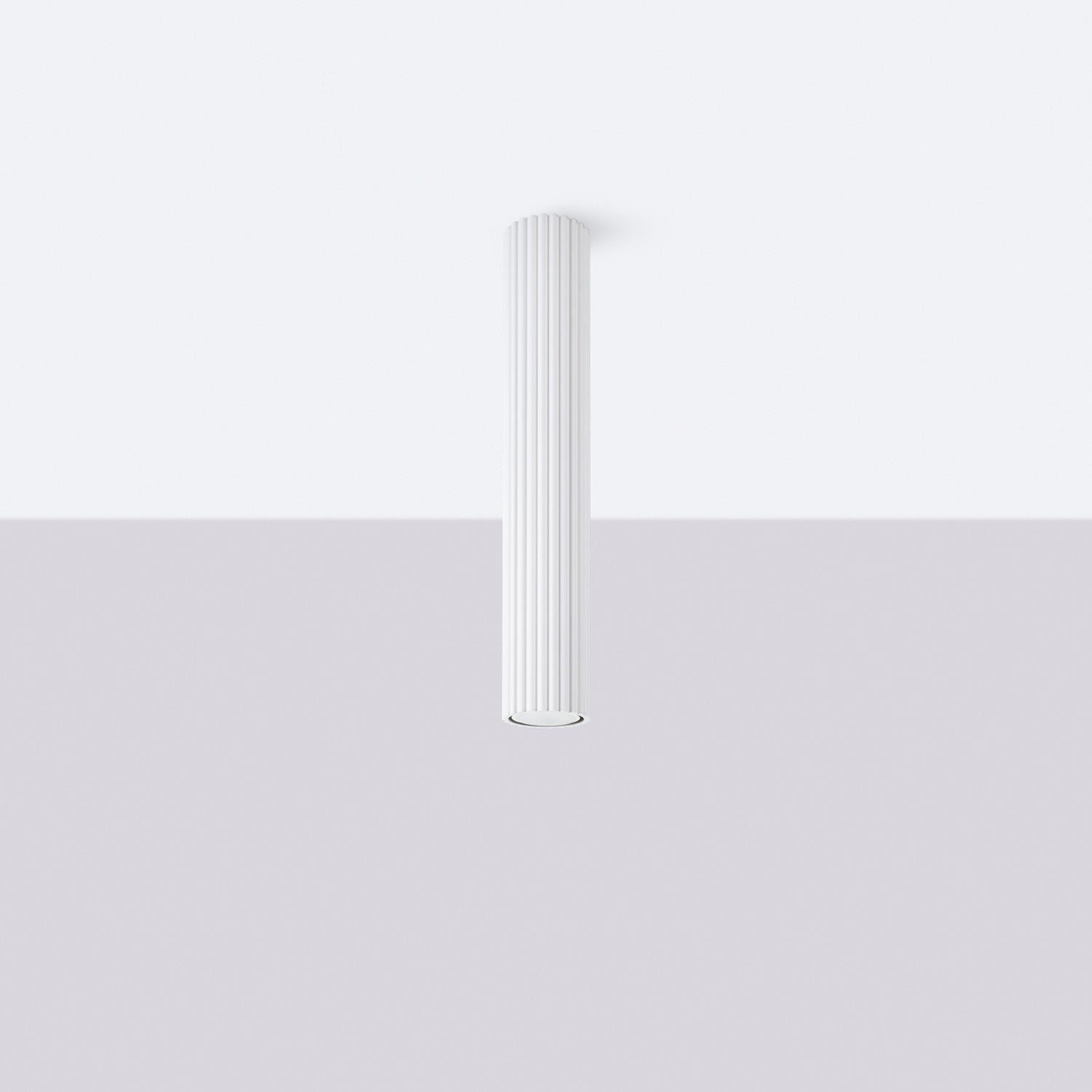 Taupe Extra Tall Ribbed Cylinder Ceiling Light close-up detail of texture and fitting