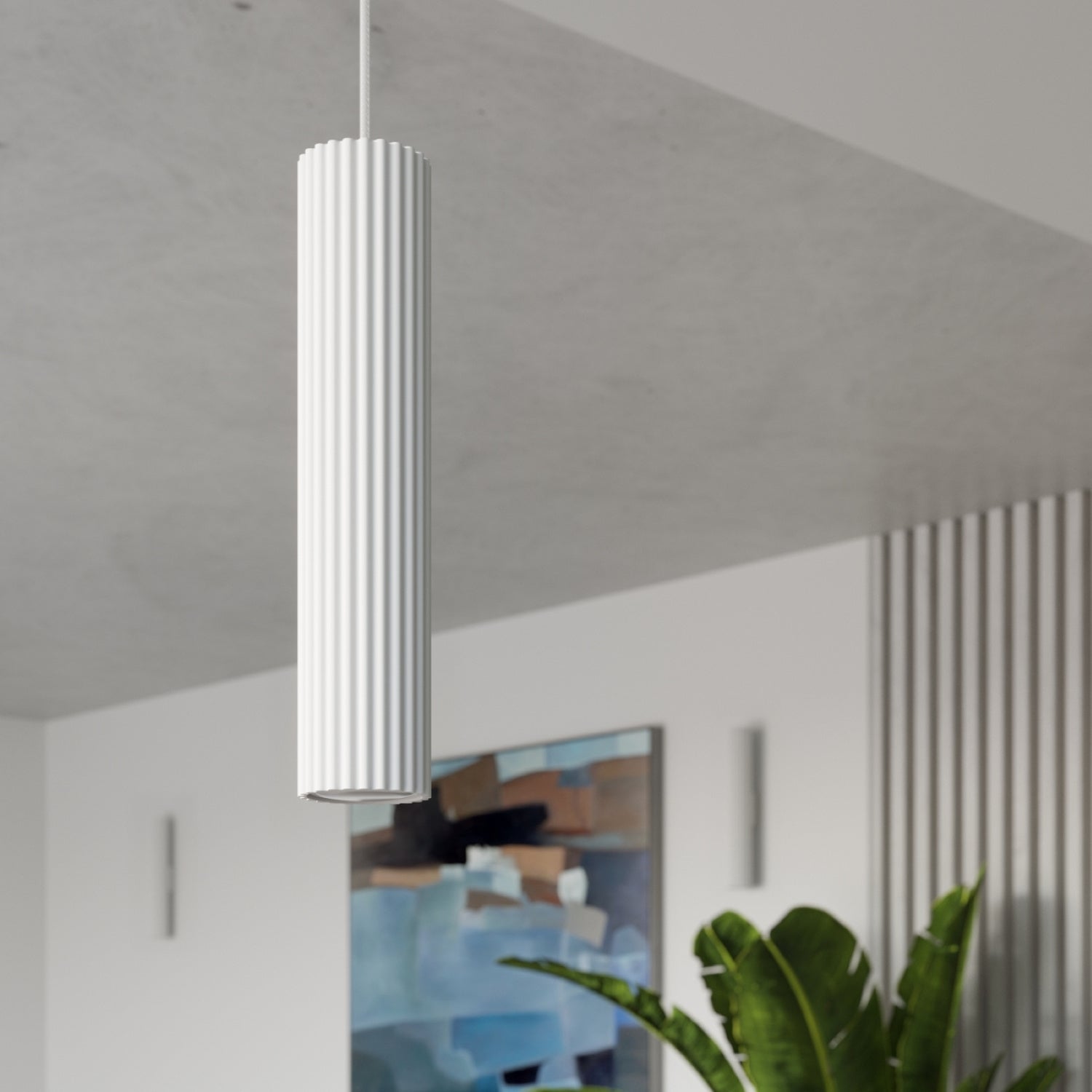 Olive Green Twin Ribbed Pendant Spotlight technical view and dimensions reference