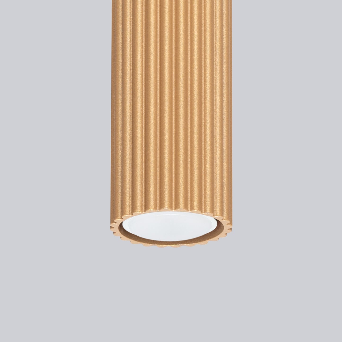 White Pillar Ribbed Cylinder Ceiling Light 60cm close-up detail of texture and fitting