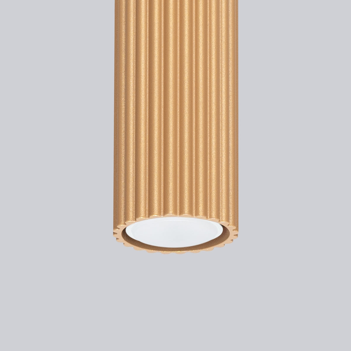White Pillar Ribbed Cylinder Ceiling Light 60cm close-up detail of texture and fitting