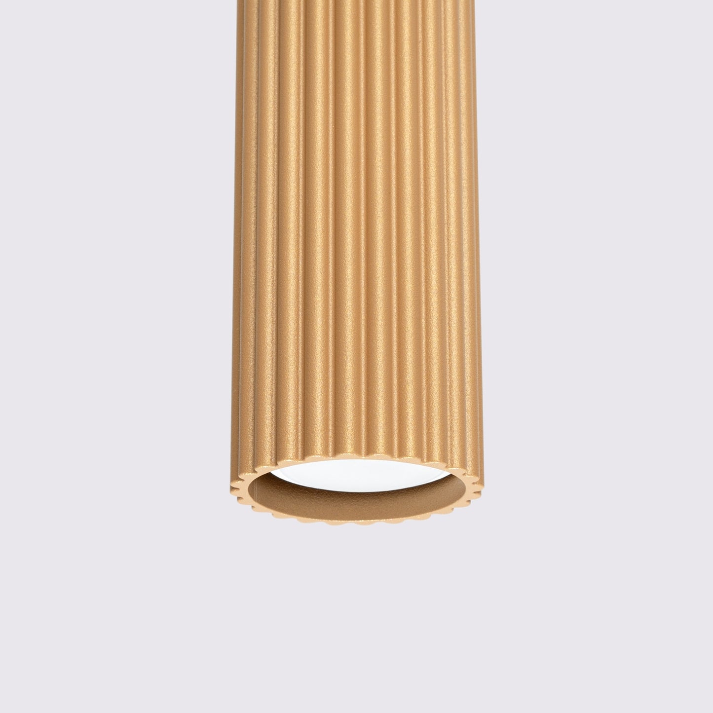 Gold Ribbed Cylinder Pendant Light close-up detail of texture and fitting