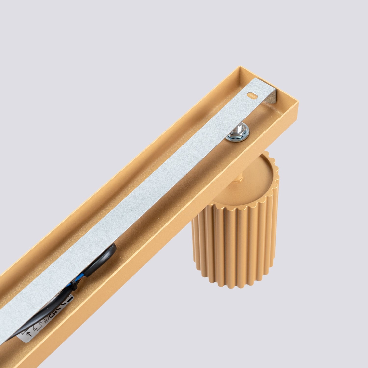 Gold Triple Ribbed Spotlight Bar close-up detail of texture and fitting