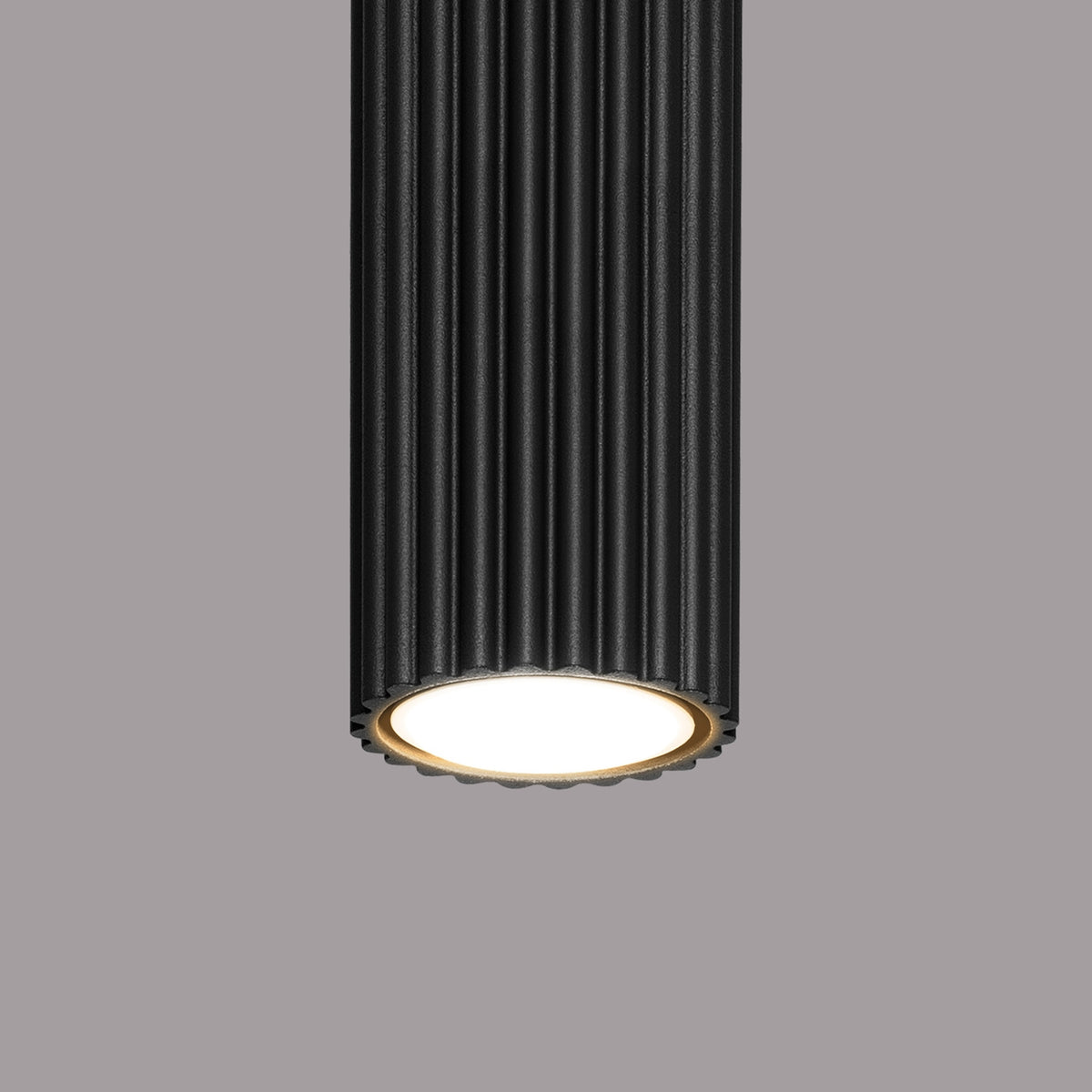White Pillar Ribbed Cylinder Ceiling Light 60cm close-up detail of texture and fitting