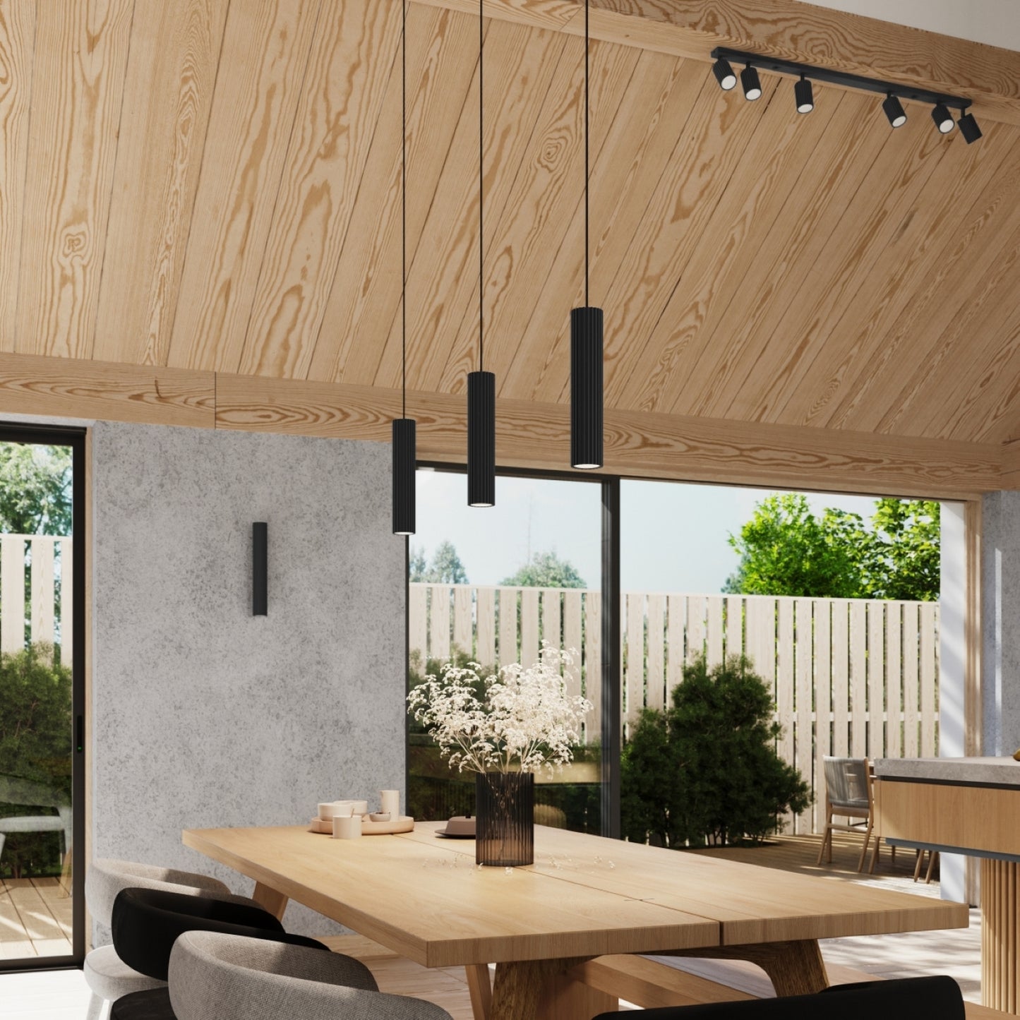 Taupe Triple Ribbed Pendant Cluster technical view and dimensions reference