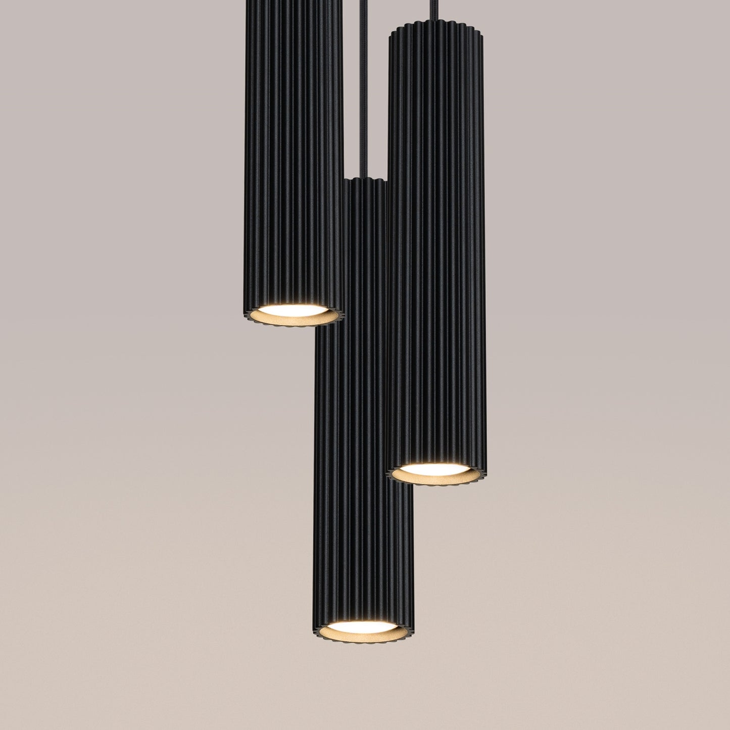 Taupe Triple Ribbed Pendant Cluster close-up detail of texture and fitting