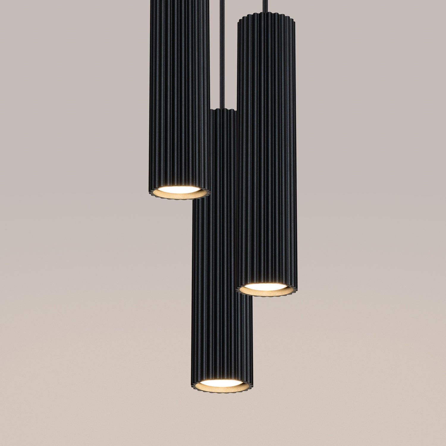 Taupe Triple Ribbed Pendant Cluster close-up detail of texture and fitting
