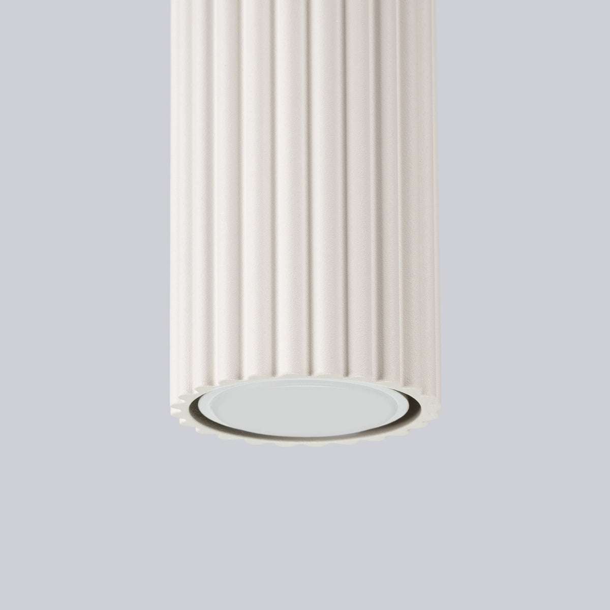 White Pillar Ribbed Cylinder Ceiling Light 60cm technical view and dimensions reference