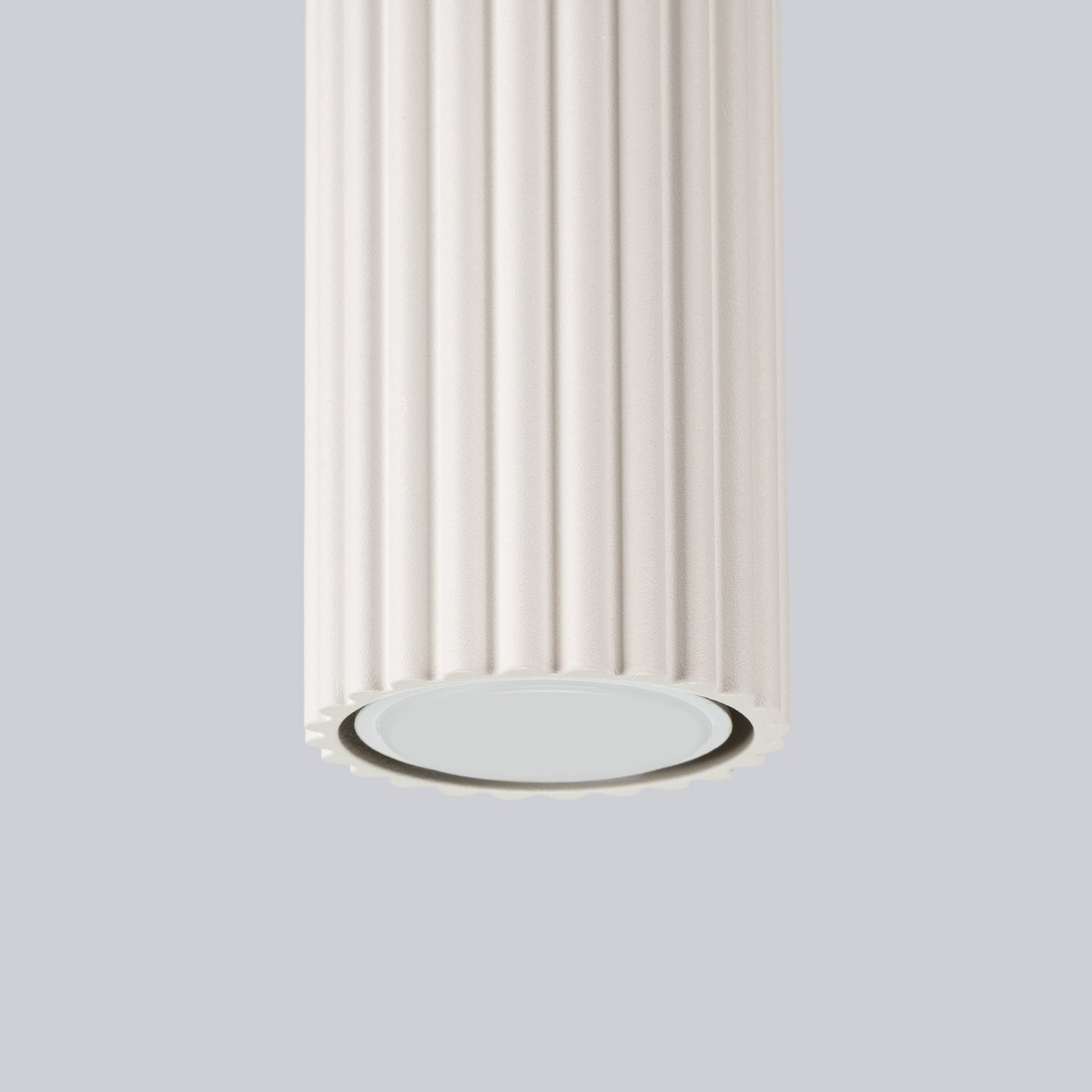 White Pillar Ribbed Cylinder Ceiling Light 60cm technical view and dimensions reference