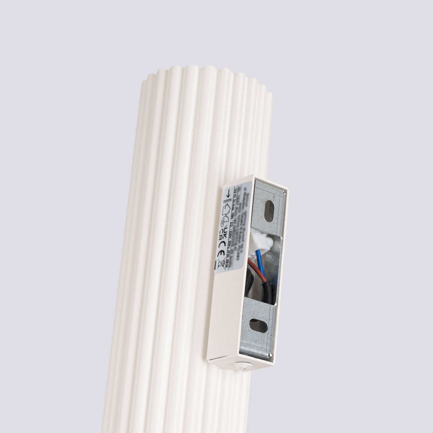 Red Ochre Twin Ribbed Wall Light Up Down technical view and dimensions reference