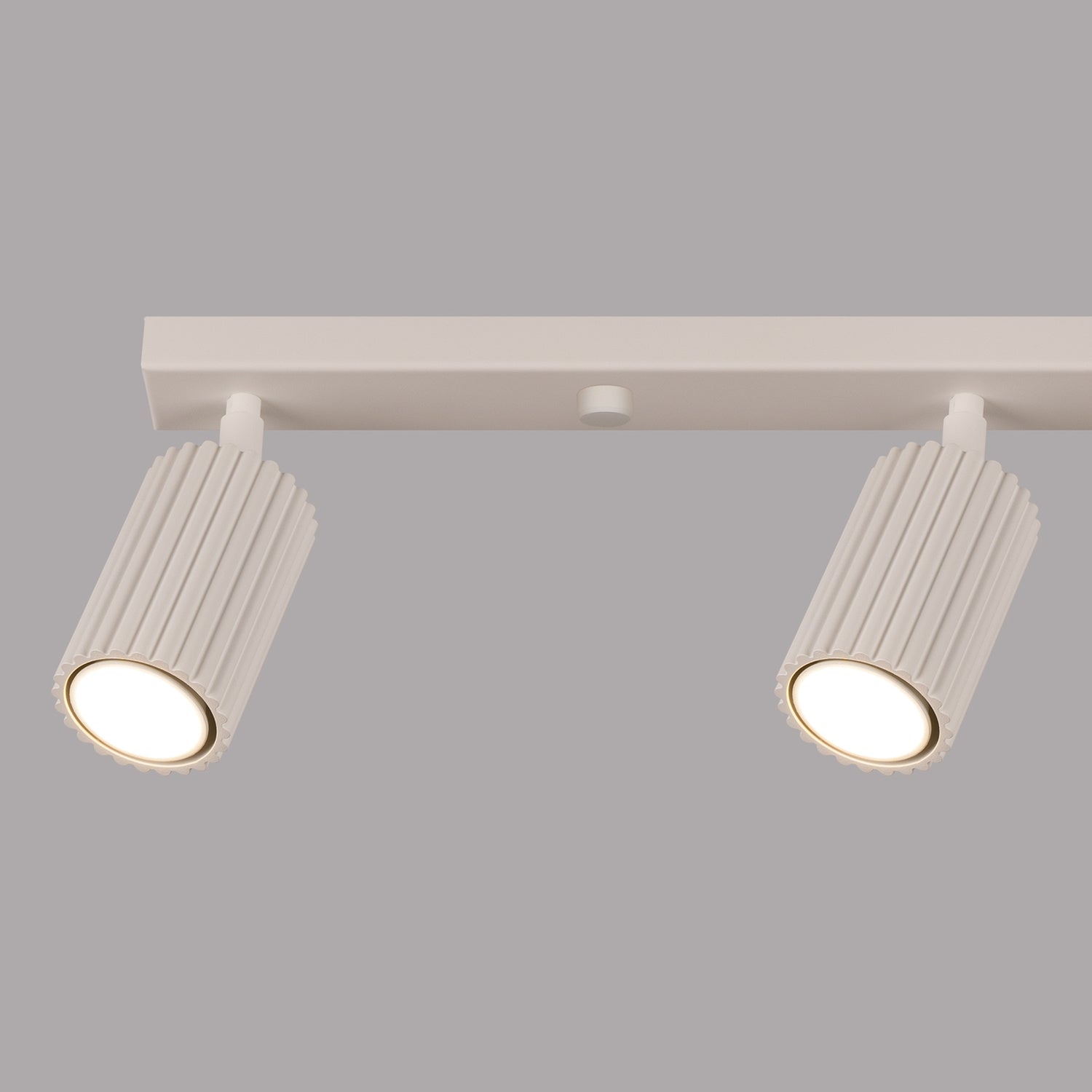 Beige Four Light Ribbed Spotlight Bar technical view and dimensions reference
