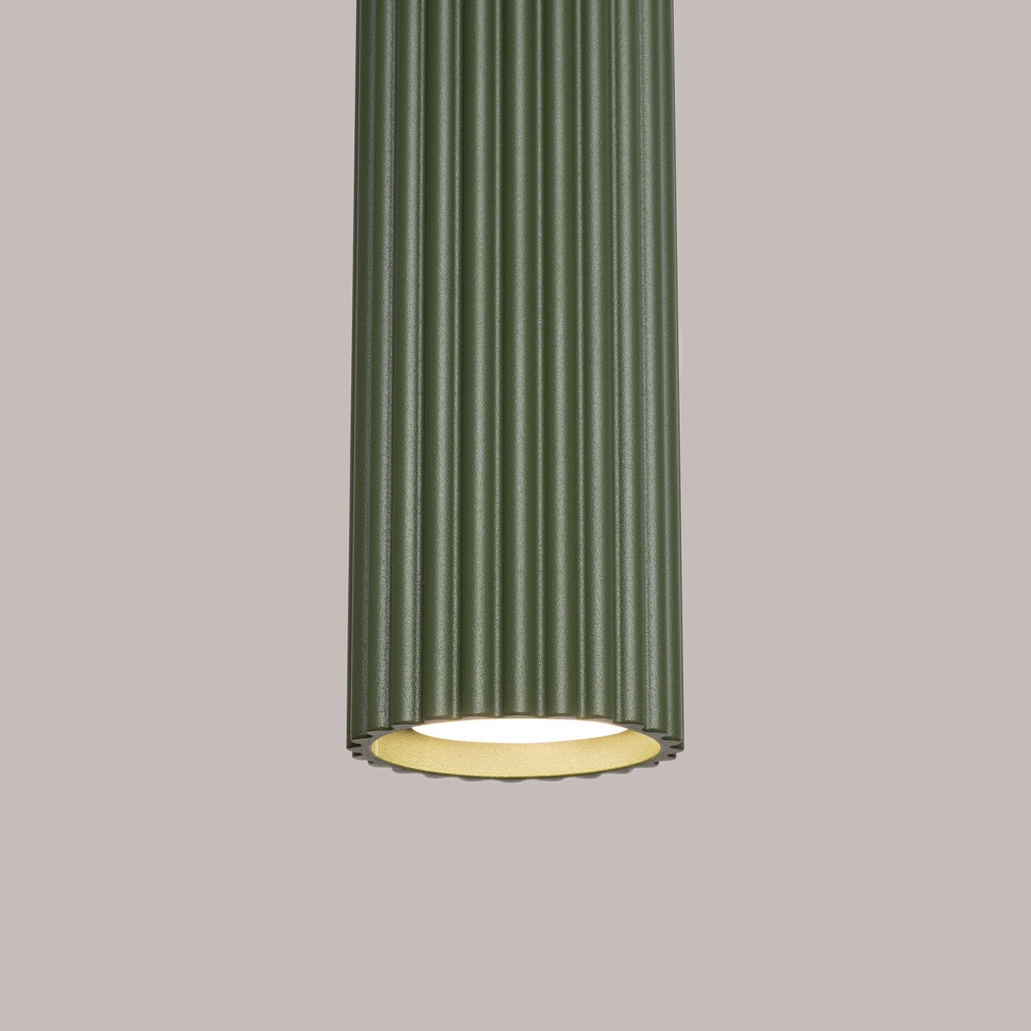Gold Ribbed Cylinder Pendant Light technical view and dimensions reference