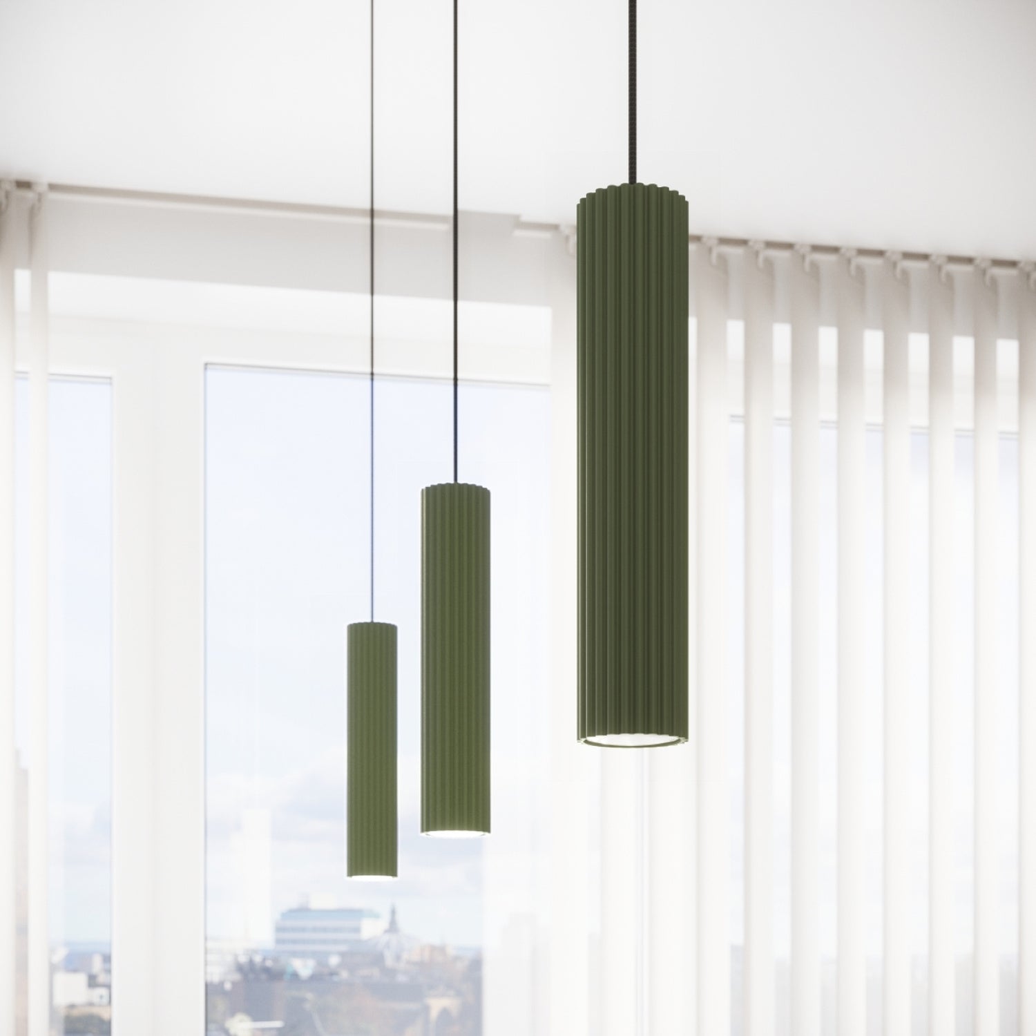 Red Ochre Triple Ribbed Pendant Bar technical view and dimensions reference