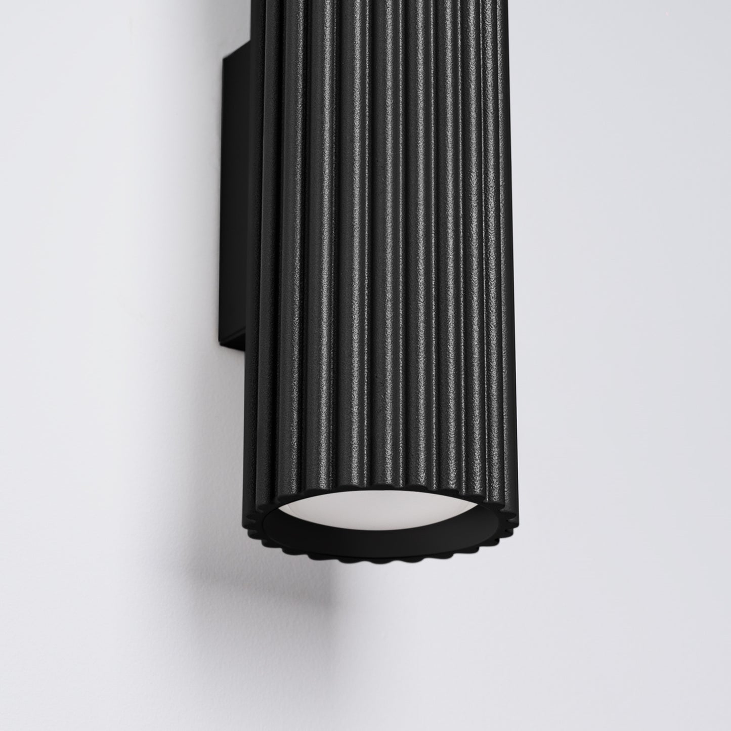 Olive Green Ribbed Up Down Wall Light close-up detail of texture and fitting