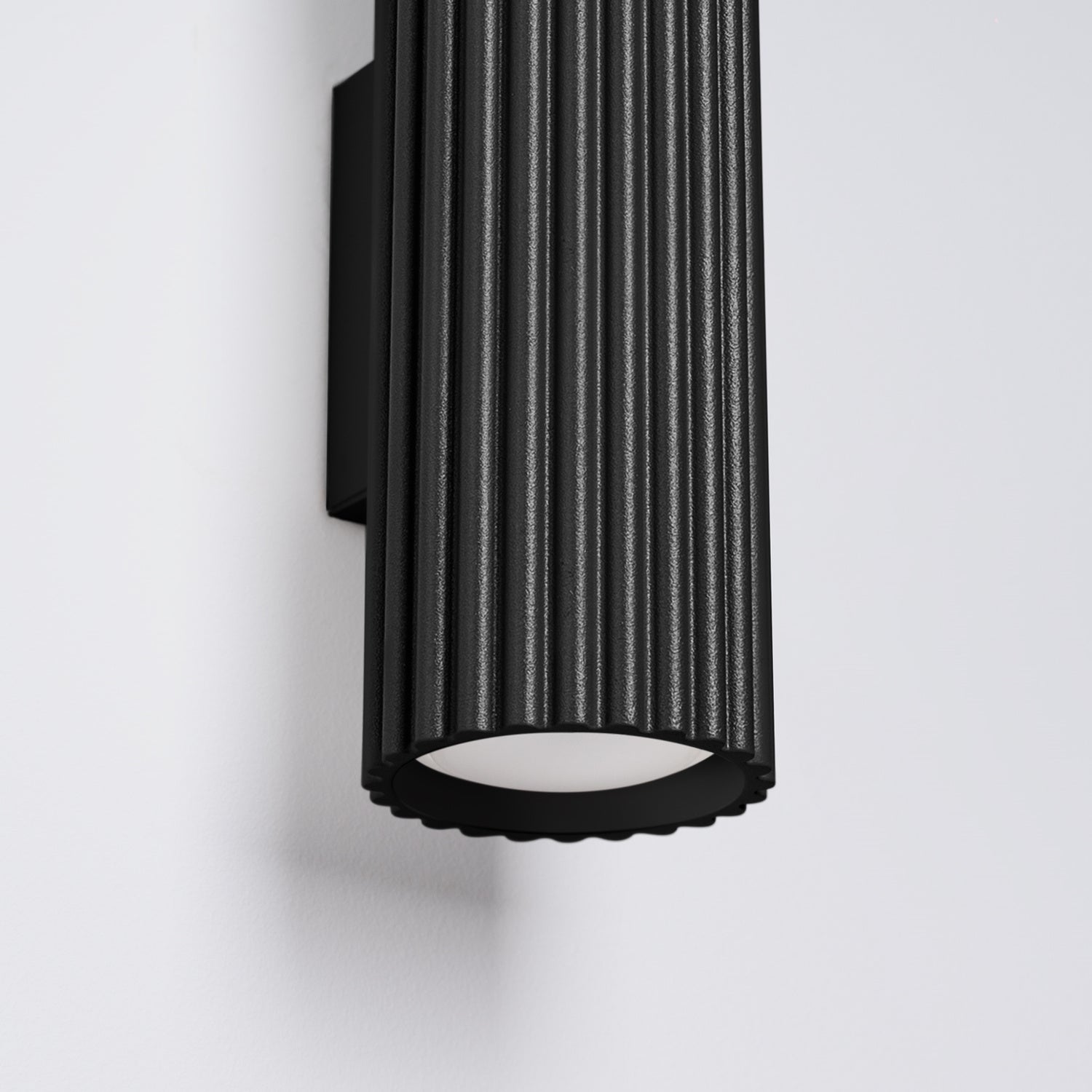 Olive Green Ribbed Up Down Wall Light close-up detail of texture and fitting