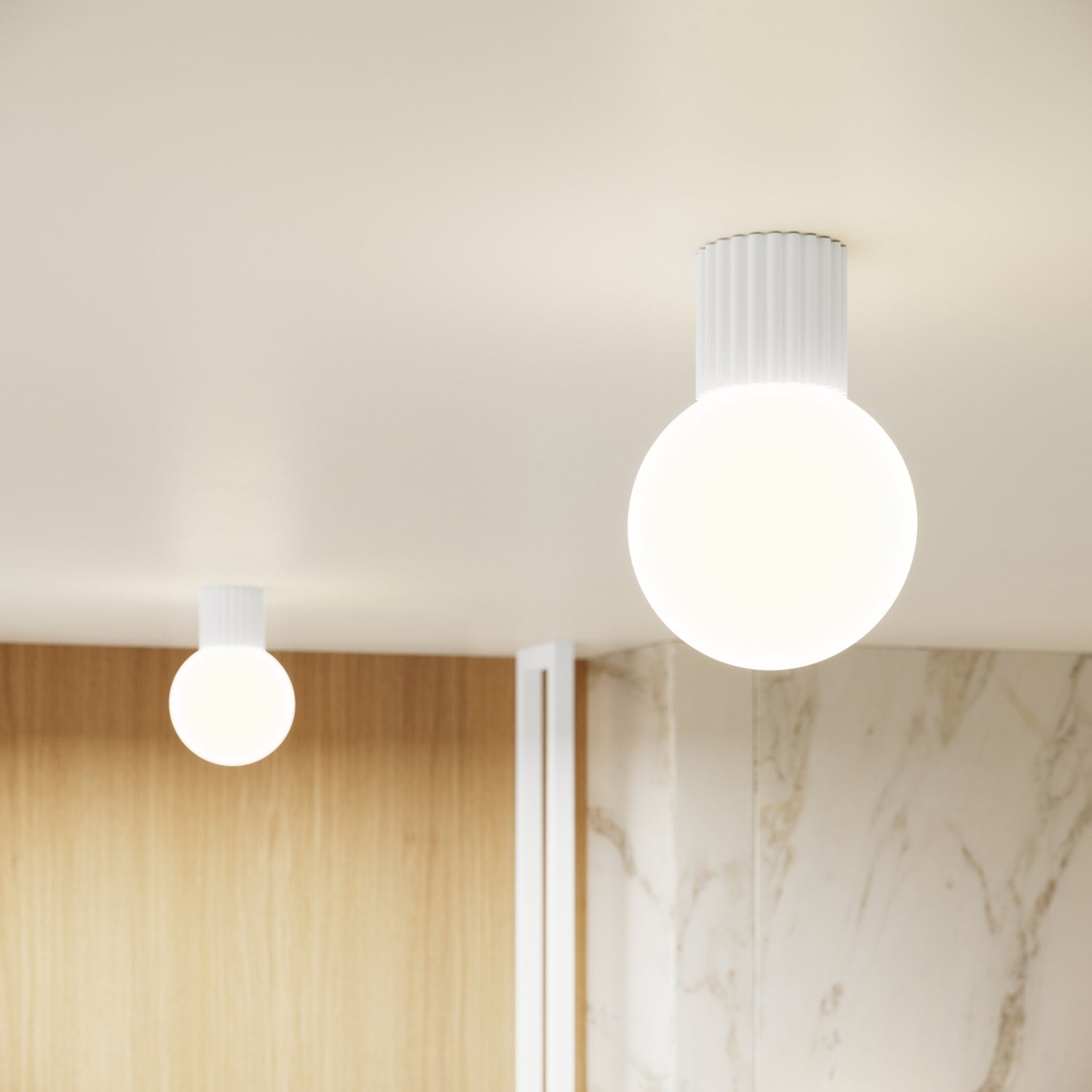 Mocha Opal Glass Globe Wall Light IP44 technical view and dimensions reference
