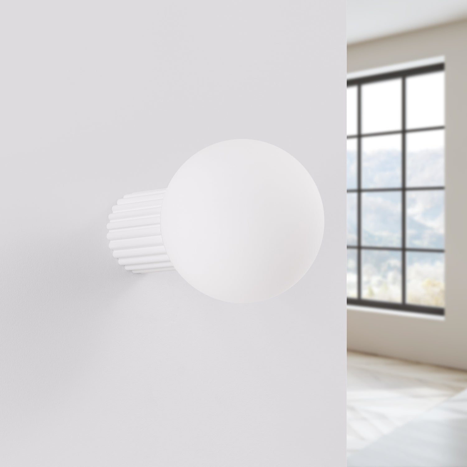 Mocha Opal Glass Globe Wall Light IP44 technical view and dimensions reference
