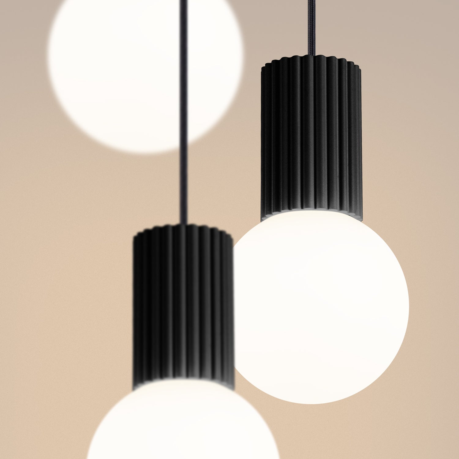 Peach Triple Glass Globe Pendant Cluster technical view and dimensions reference