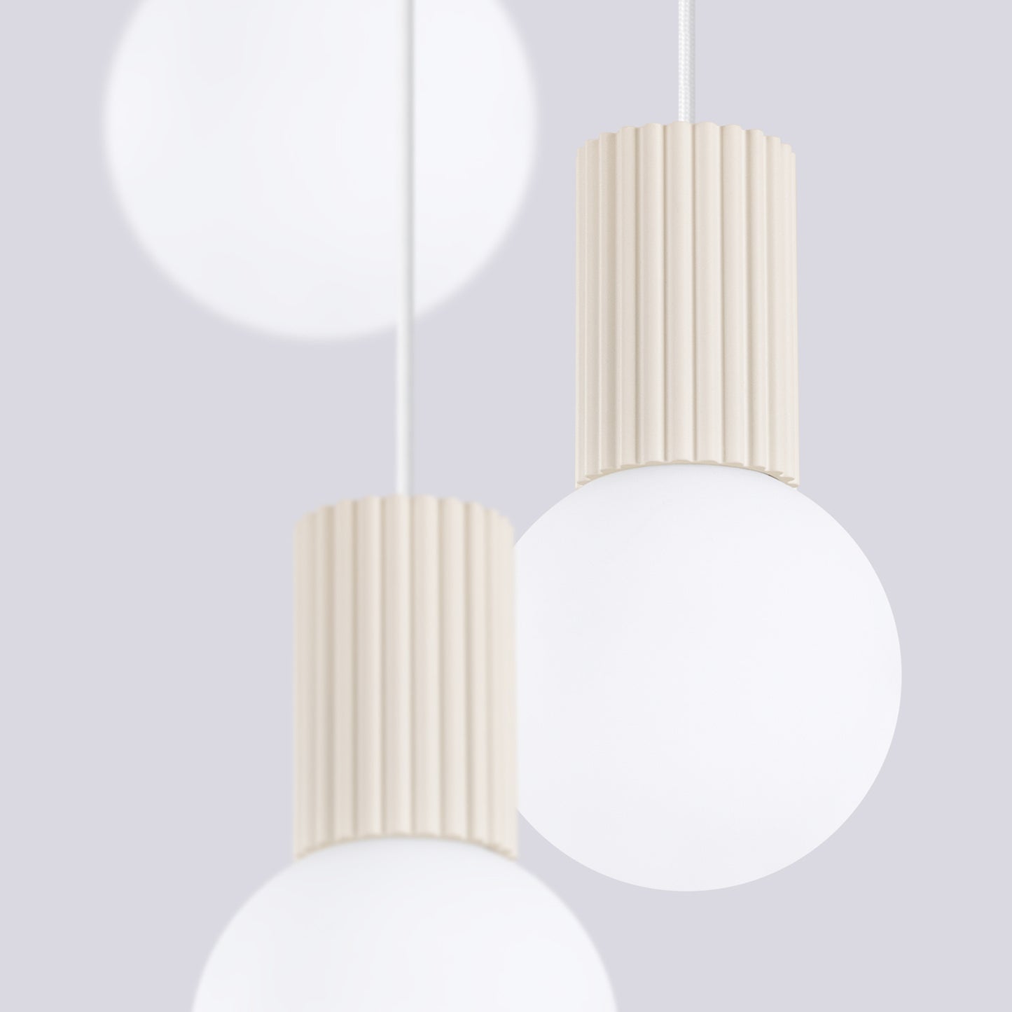 Peach Triple Glass Globe Pendant Cluster technical view and dimensions reference