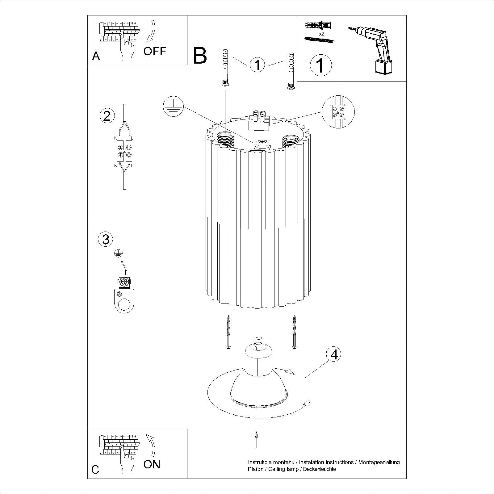 Taupe Ribbed Surface Spotlight technical view and dimensions reference