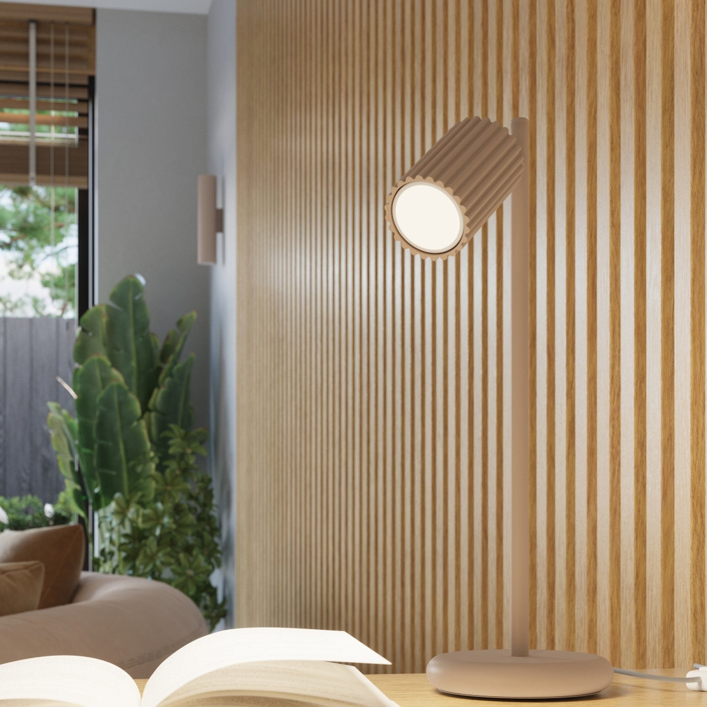 White Pillar Ribbed Cylinder Ceiling Light 60cm technical view and dimensions reference