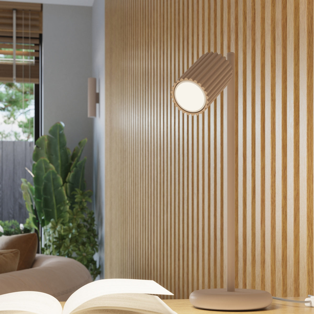White Pillar Ribbed Cylinder Ceiling Light 60cm technical view and dimensions reference