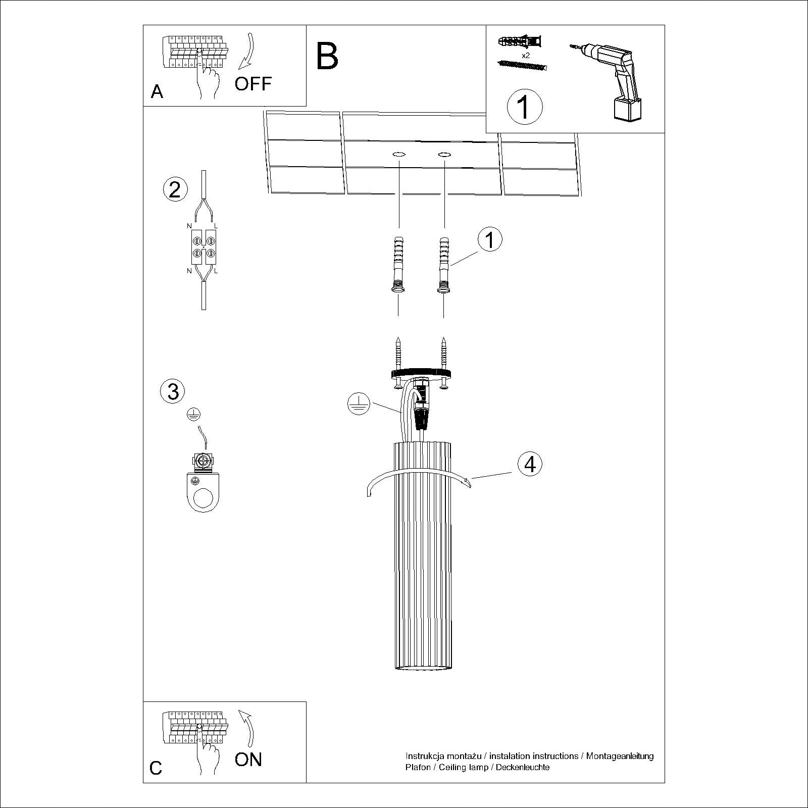 Taupe Extra Tall Ribbed Cylinder Ceiling Light technical view and dimensions reference