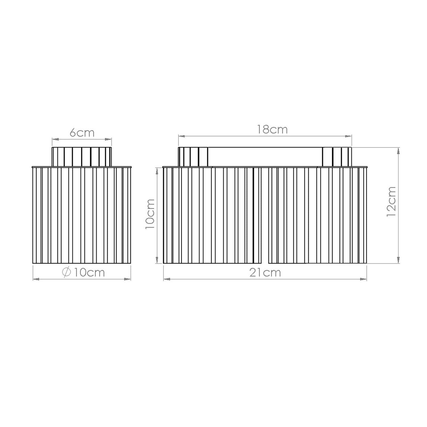 Taupe Twin Cube Surface Spotlight Bar technical view and dimensions reference