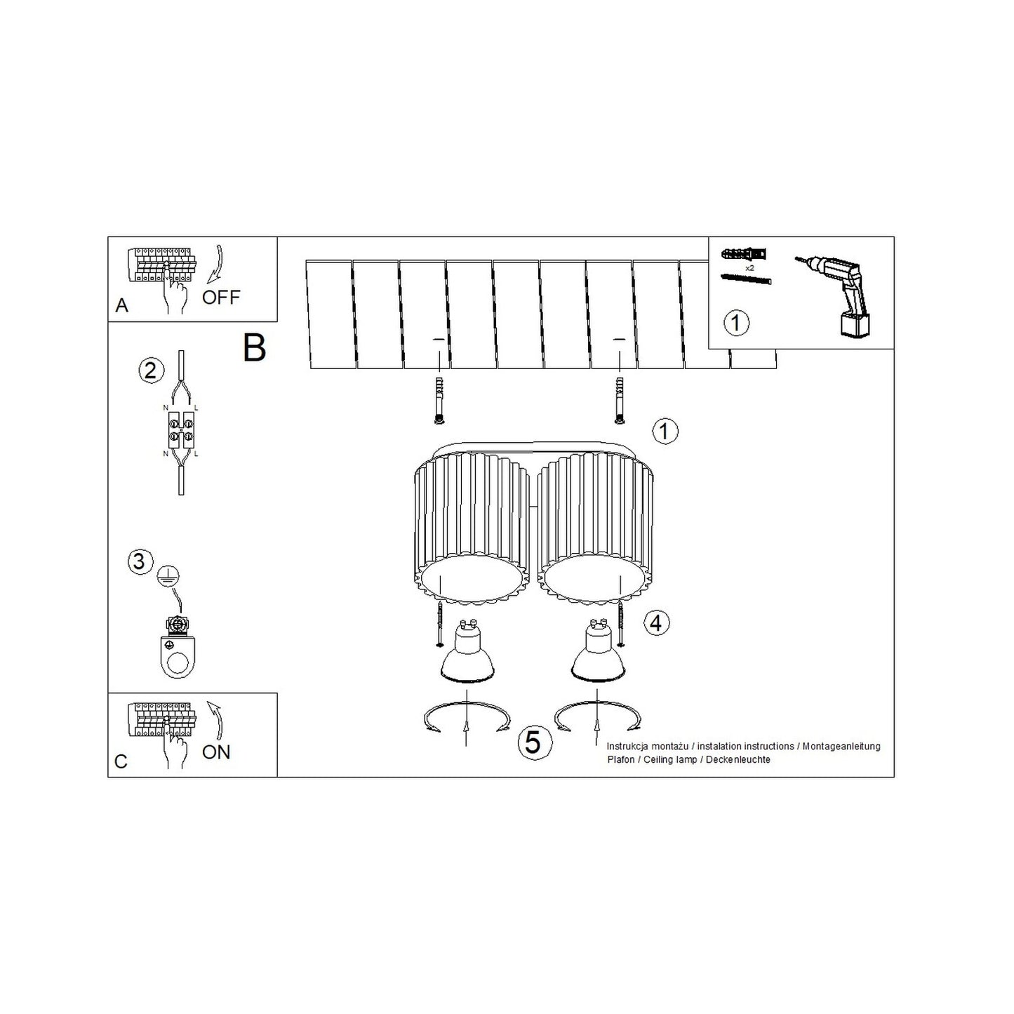 Taupe Twin Cube Surface Spotlight Bar technical view and dimensions reference