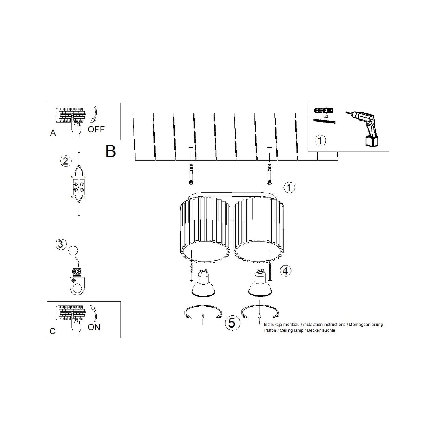 Taupe Twin Cube Surface Spotlight Bar technical view and dimensions reference