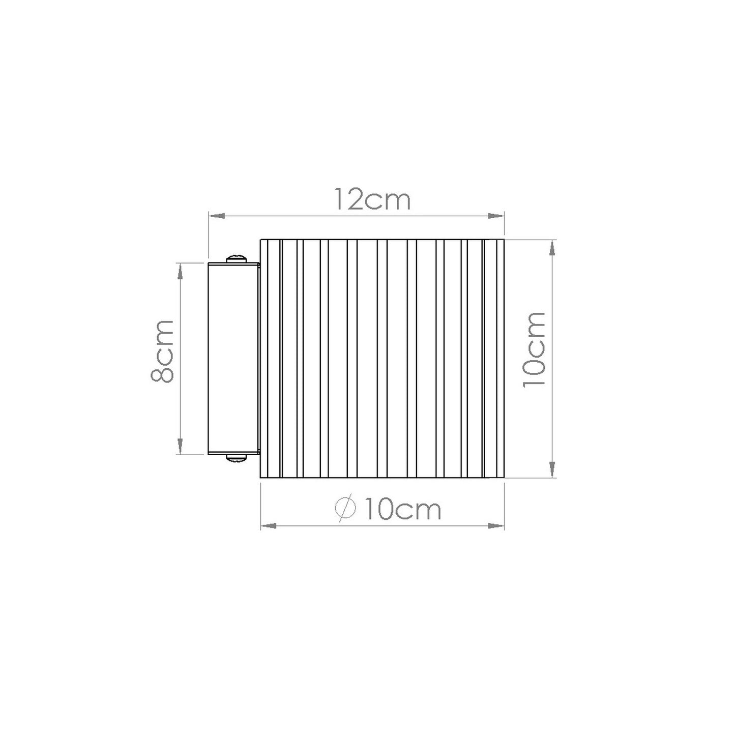 Olive Green Square Up Down Wall Light technical view and dimensions reference