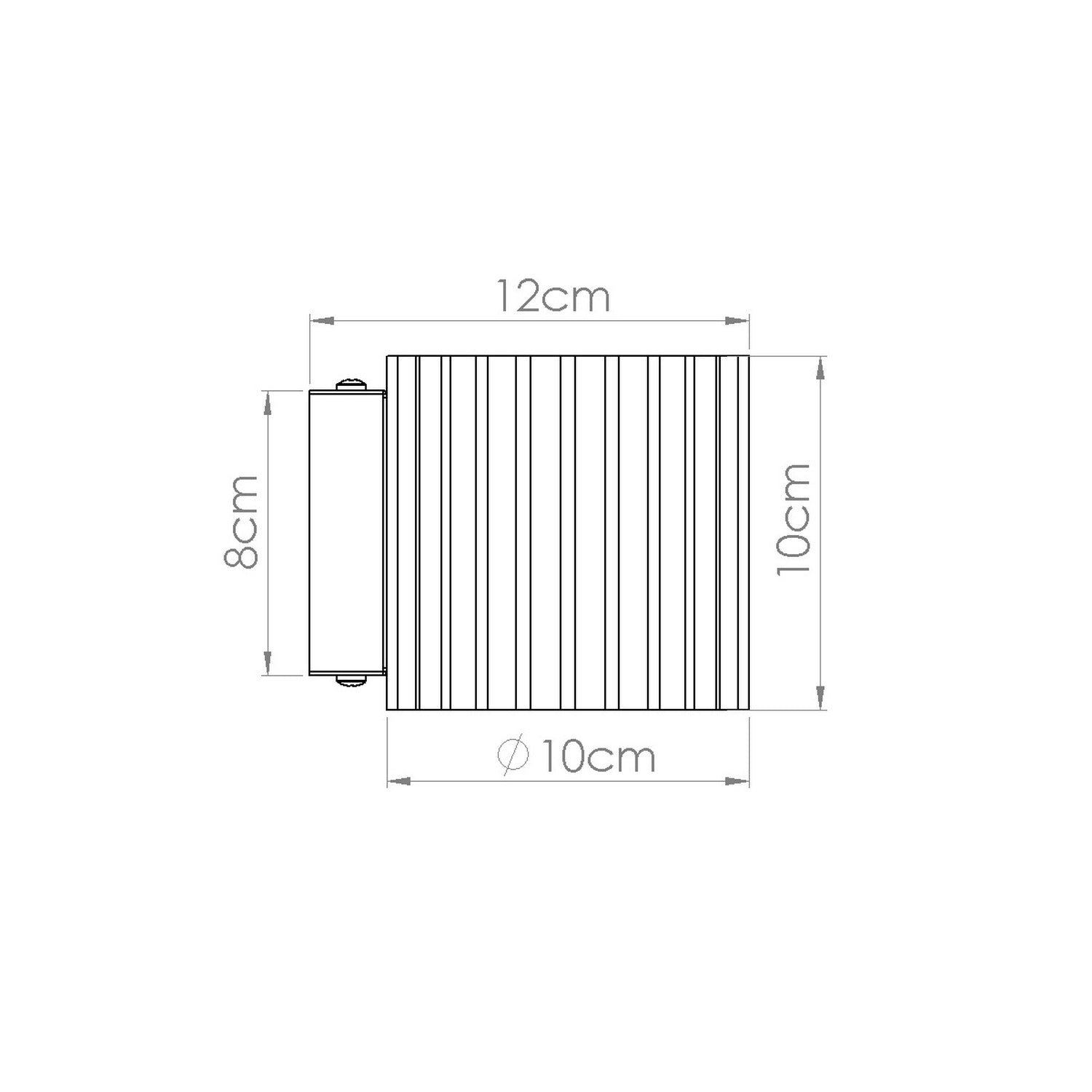 Olive Green Square Up Down Wall Light technical view and dimensions reference