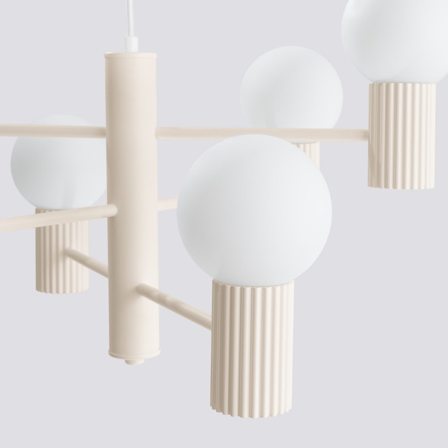 White 6 Light Glass Globe Chandelier technical view and dimensions reference